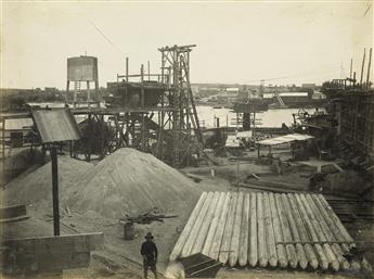 (BRAZIL & URUGUAY) Album with 50 professional photographs documenting contruction of the Maua Bridge which connects Jaguarão, Rio Grand